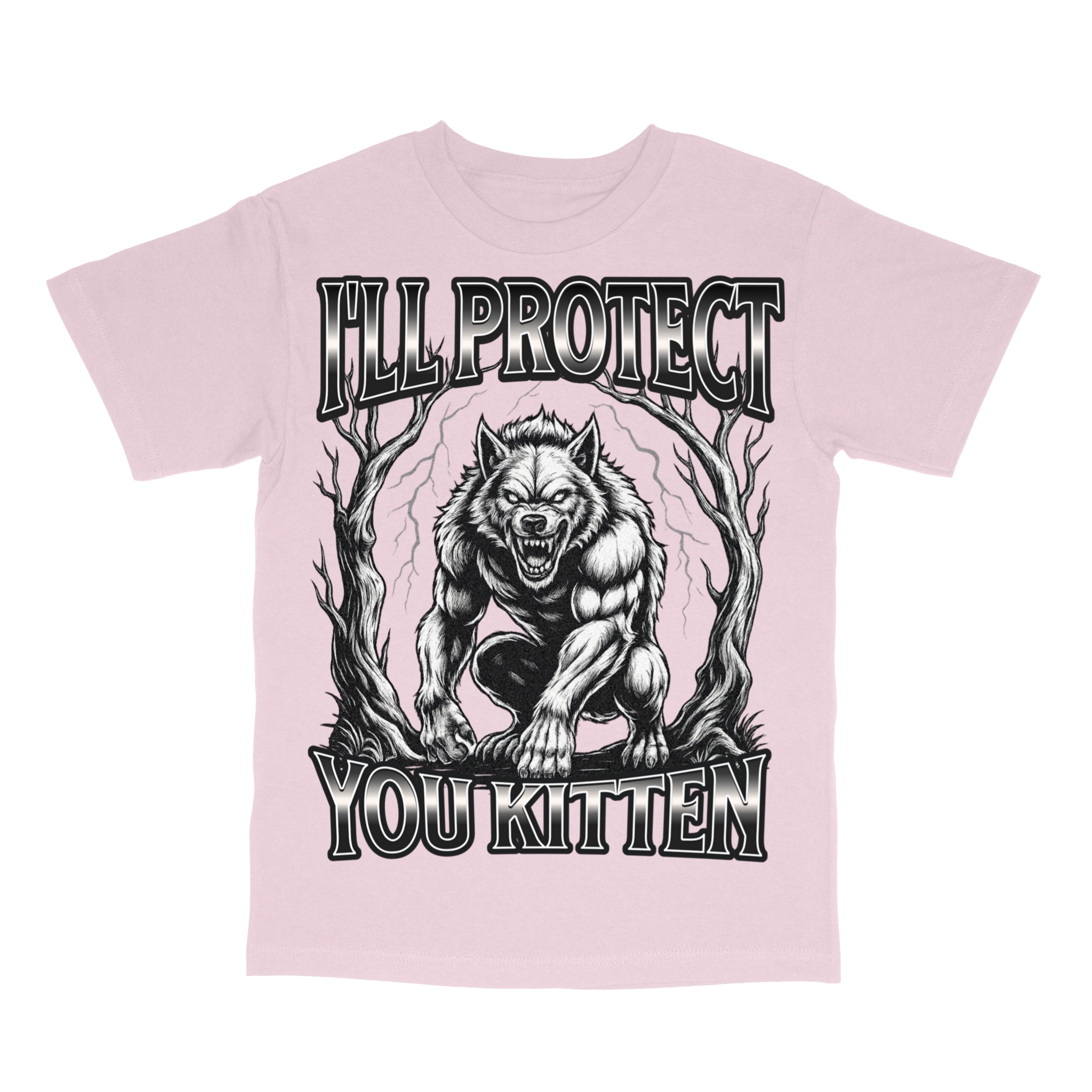 Funny Werewolf Meme I'll Protect You Kitten Alpha Wolf T-Shirt